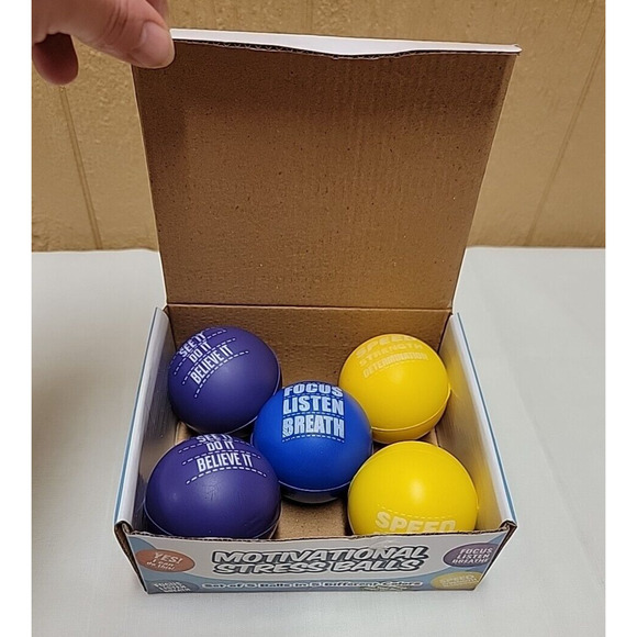 Pick A Toy Motivational Stress Balls 5 Pack 3 Colors Anxiety Kids Adults - Picture 1 of 7
